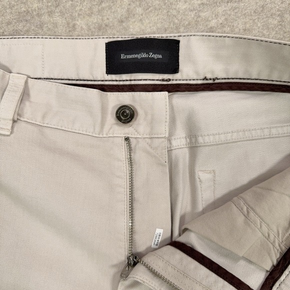 Ermenegildo Zegna Jeans Mens 34 Ivory Stretch Five Pocket Cotton Blend *34x28* - Picture 15 of 16